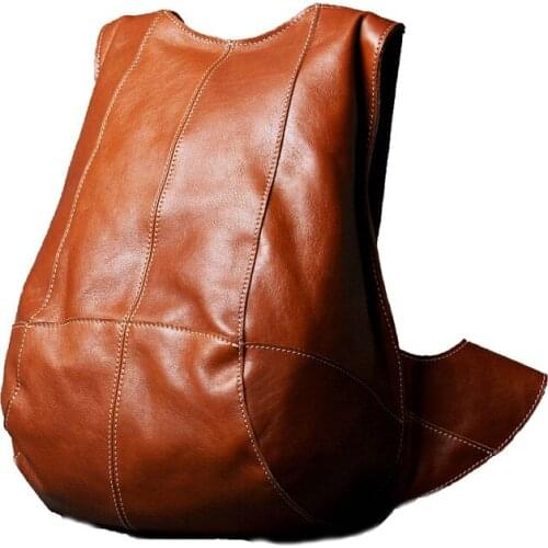 Personalized Anti-theft Backpack Men Shoulder Bag Men Leather Backpack Schoolbag Classic Turtle Bag First Layer Cowhide Male