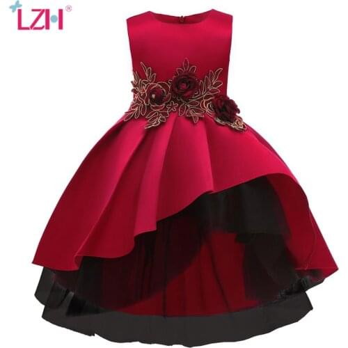 LZH Girls Dress 2021 New Childrens Clothing Elegant Lace Girls Dress Flower Princess Dresses Christmas Evening Prom Ball Gown