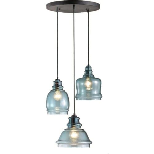 Country Rustic Watermarks Glass Ceiling Pendant Lamp Dining Room Glass Hanging Lamp Retro Corridor Restaurant Pendant Lights