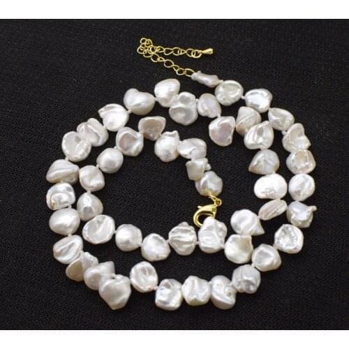 Freshwater pearl white reboen ksehi baroque 6-12mm necklace 17inch FPPJ wholesale beads nature