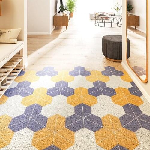 PVC Silk Loop Dust-proof Durable Doormat Geometry Diamond Plaid Check Outdoor Rug Mats Shoes Scraper for Bathroom Area Rugs