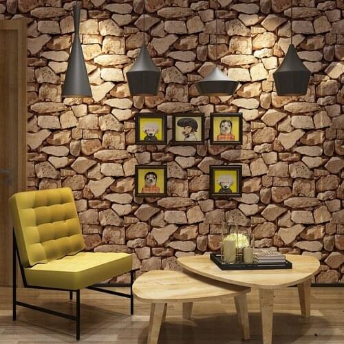 Q QIHANG Vintage 3D Stone Stone Marble Living Room Bar Dining Room Brick Pattern PVC Wallpaper 5.3m2