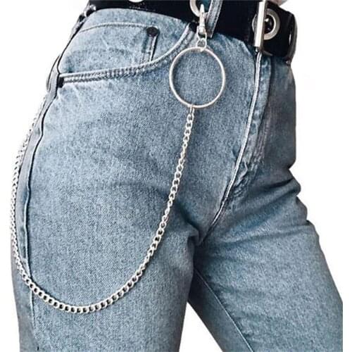 Qianraq Hip-Hop Punk Metal Ring Pants Chain Stage Performance Waist Chain Jeans Accessories Gift HipHop Pant Jean Keychain