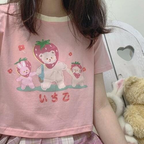 Pink Y2k T Shirt Girl Funny Summer Hip Hop Crop Tops Women Harajuku High Street Kawaii Korean Clothes Funny Japan Teens Shirt