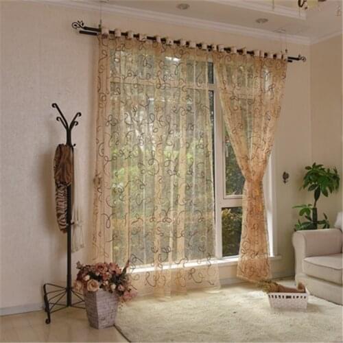 LISM Silk Pattern Sheer Curtain For Living Room Bedroom Gauze Voile Curtain For Window Curtain Kitchen Voile Drapes Can Custom