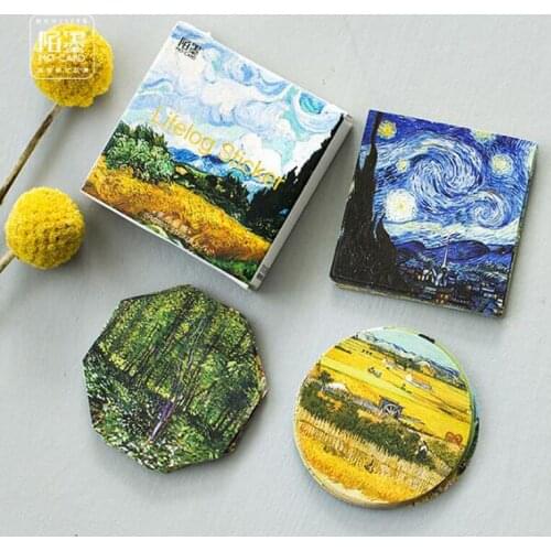 Cute Sticker Meet Van Gogh Reproduce Classic Cane Scrapbook Sticker Album Item Decoration DIY Write Envelope Sticker Stationery