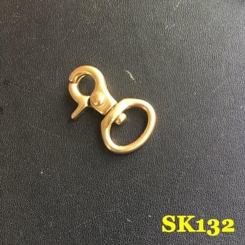 SK132) 2pc Solid Brass Spring Snap Hook Swivel Clasp Key Ring Chain Hardware