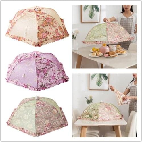 Hot Foldable Kitchen Food Cover Tent Umbrella Camp Cake Cover Lace Net