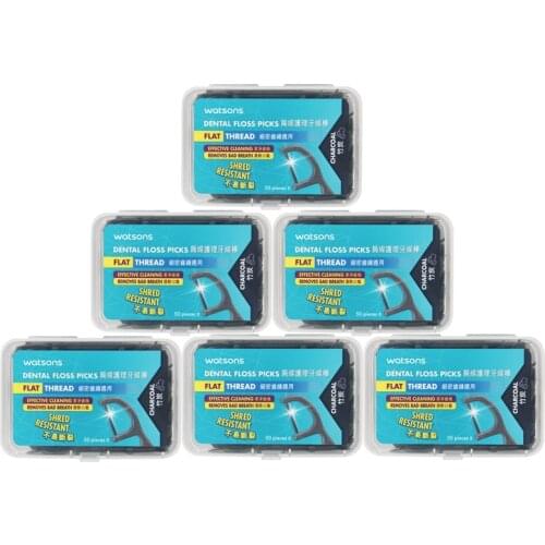 Carbon Toothpicks Floss Interdental Clean Charcoal Dental Flosser Teeth Stick Smooth Flat Thread Personal 50pcs/box*6 Oral Care