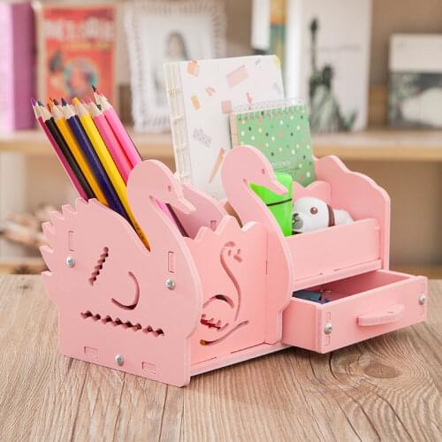 Muiti Function DIY School Desk Pen Pencils Drawer Case Storage Box Table Simple Pencil Shelf Holder Office Stationery Supplies