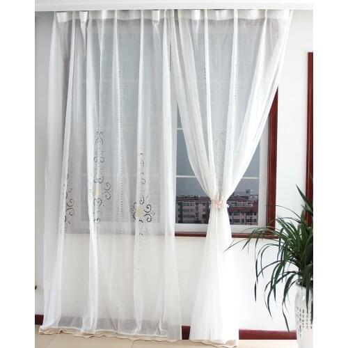 Vintage Handmade Cotton Linen Curtains crochet hollow out Lace Edge Cortina Curtains for Living Room Blinds Shower Curtains