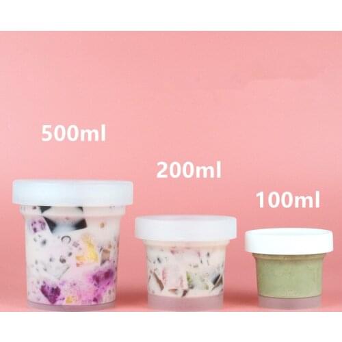 10pcs Net red dessert containers 100ml 200ml 500ml matte transparent plastic box ice cream yogurt pudding cake cups with lids
