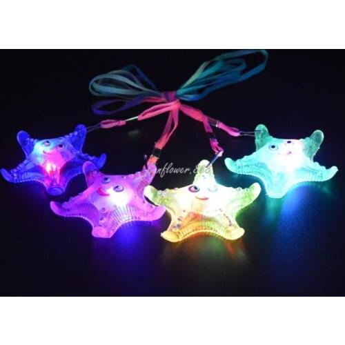 20pcs Glow Light Up Pendant Birthday Kids Toy Girls Gift Flashing Animal Starfish Necklaces Party Favors Bag Fillers Baby Shower