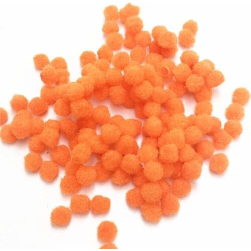 200pcs Orange color DIY Crafts 7MM Round Shaped Pompom Plush Ball Soft Fluffy Pom Pom for Wedding Decoration 006