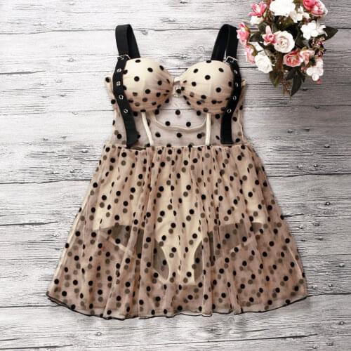 2021 New Women Dot One Piece Swimwear Push Up Bathing Suit Sexy Swim Beach Dress Summer Padded Female Swimsuit Swimming Suits