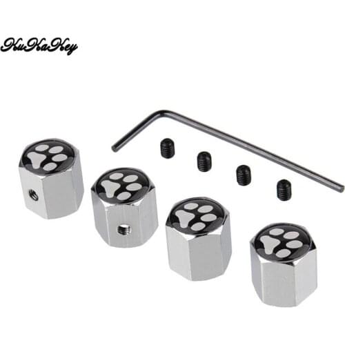 4Pcs/set Universal Aluminium Alloy Car Wheel Tire Valve Cap Anti-theft Valve Cover Cat Paw Print Pattern Car Tire Valve Caps