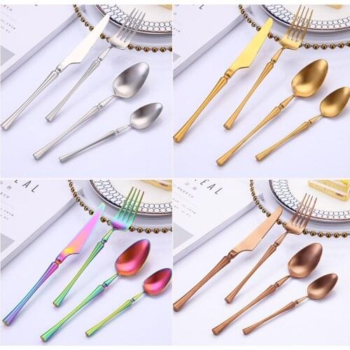 4pcs/lot 304 Stainless Steel Western Cutlery Stainless Knife Fork Spoon High-grade Hotel Supplies Small Waist Gift Tableware