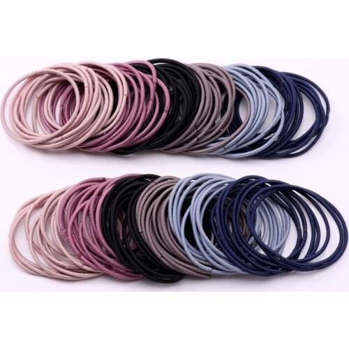 50Pcs Simple Chic Scrunchy Elastic Hair Rope Ring Wholesale Girls Rubber Band Without Seam Hair bands Hair Accessories