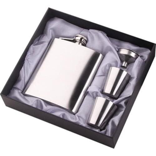 7OZ Hip Hlask MINI Liquor Bottle Gift Box Stainless Steel Wine Pot Leather Surface Portable Whiskey Bottle Birthday Gift Yellow