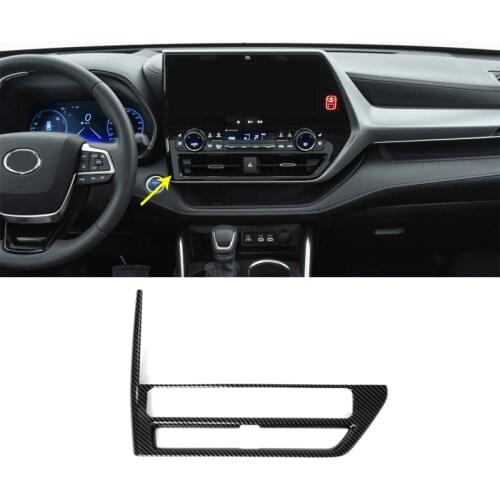 ABS Carbon For Toyota Highlander Kluger 2021 2022 Accessories Car center Air conditioner outlet AC Vent switch decor Cover Trim