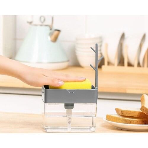 Automatic Home Clean 2 in1 Pump Soap Dispenser And Sponge Caddy For Dish Soap Sponge HOT Storage Detergent