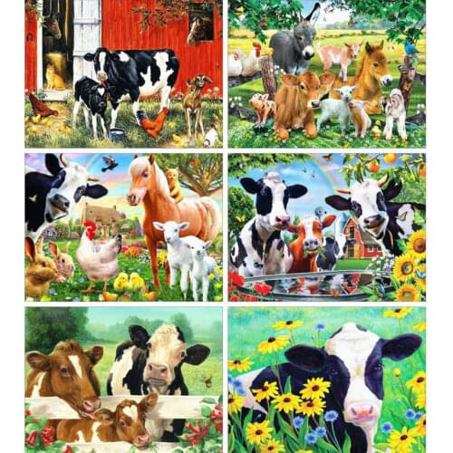 AZQSD Diamond Painting 5d Cow Cross Stitch Rhinestones Diamond Embroidery Animal Needlework Gift Handmade Home Decor