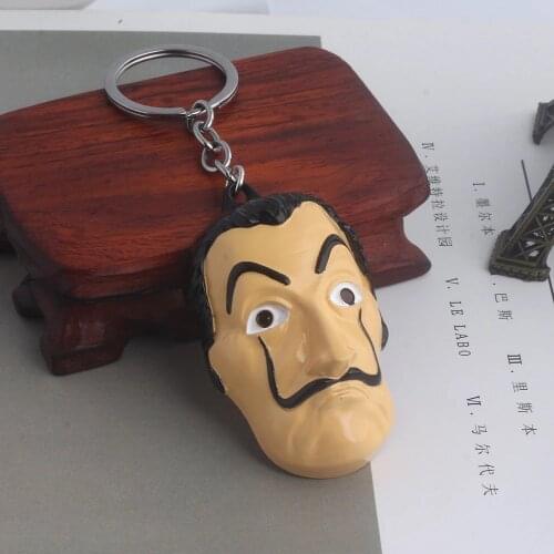 La Casa De Papel Mask Keychain Money Heist The House of Paper Salvador Dali Mask Key Chain for Women Men Car Keyring Jewelry
