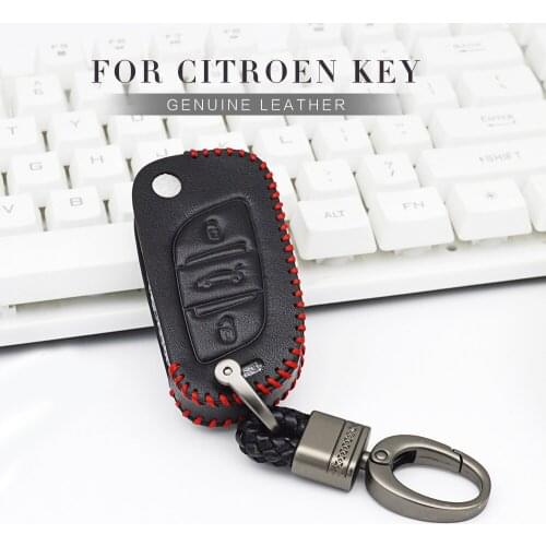 Genuine Leather Smart Car Accessories Key Case Cover for Citroen C6 C8 C1 C3 C2 C4 C5 X7 C4l Ds3 Ds5 Berlingo Key Chain Styling