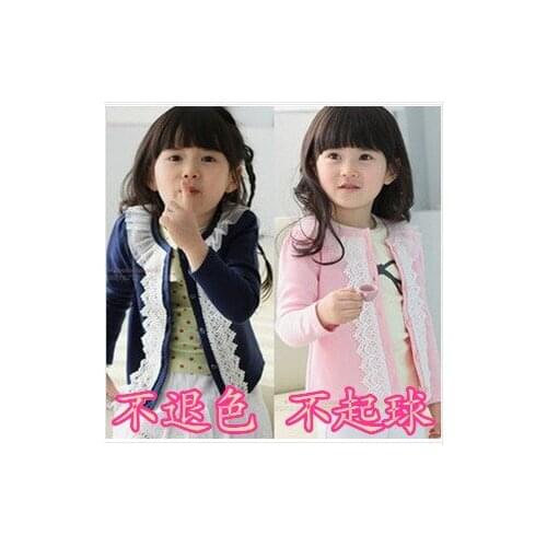 2018 Sweet Leisure Childrens Clothing Girls Coat Gauze Collar Lace Collar Childrens Coat Childrens Clothing