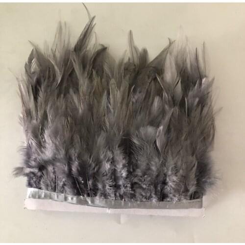 33 Colors Available 2 Meter Grey Dyed Rooster Saddle Feather Trims 8-13CM 3-5Inches Natural Feathers Ribbon Christmas Decoration