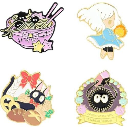 Howls Moving Castles Hard Enamel Pin Cute Cartoon Magic Wizard Medal Brooch Jewelry Miyazaki Hayaos Anime Movie Fans Gift