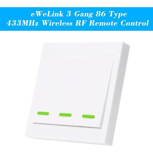 EWeLink Push Button Wall Light Switch Remote Controller 3Gang 86Type ON/Off Switch Panel 433MHz RF Remote Control Transmitter