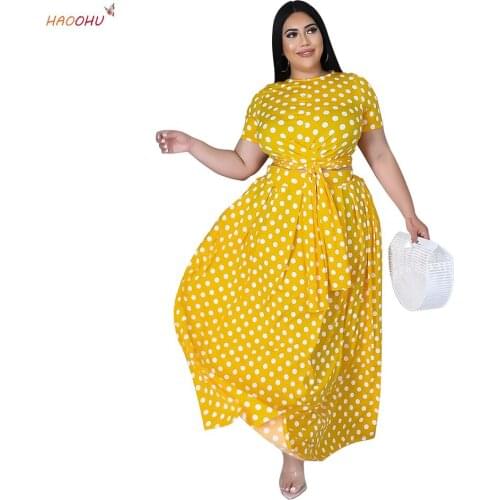 HAOOHU Urban Fashion Tie-Dye Swing Skirt 2 Piece Suit Skirt Suits3XL Large Plus Size Women Clothing Two Piece Set Summer 2021