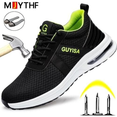 Fashion Air Cushion Safety Shoes Men Work Shoes Sneakers Indestructible Shoes Breathable Safety Boots Anti-Smash Steel Toe Shoes