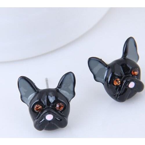 Trendy Jewelry puppy jewelry little black dog Stud Earrings wholesale Animal earrings For Women girl