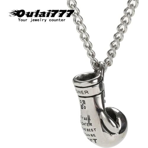 Oulai777 Fighting Boxing gloves pendant necklace mens stainless steel sports male accessories Multiple pendants Boxing champion