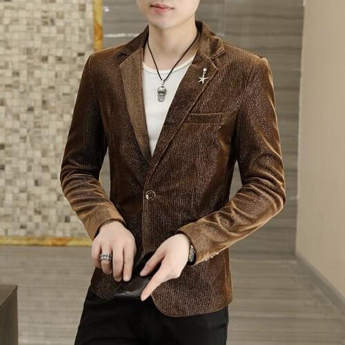 2021 Mens Autumn New Corduroy blazer Youth Slim Korean Casual Handsome blazer