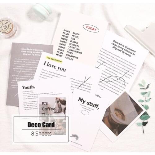 MyPretties 8Sheets Decorative Cards ins Style Memo Pad for Journaling Planner Scrapbooking DIY
