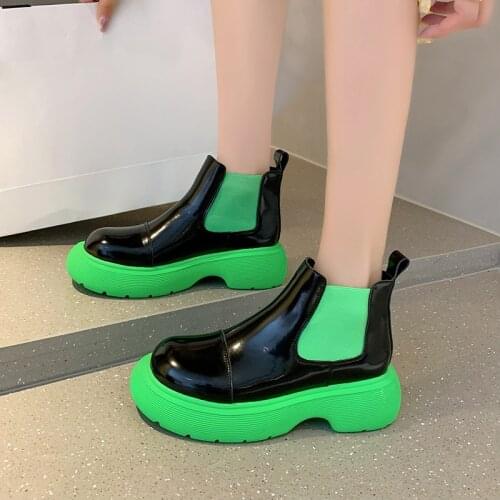 2021 New Fashion Womens Chelsea Boot Short Booties Platform Ankle Boots All Match Comfy Shoes Thick Soled Winter Stretch Boots