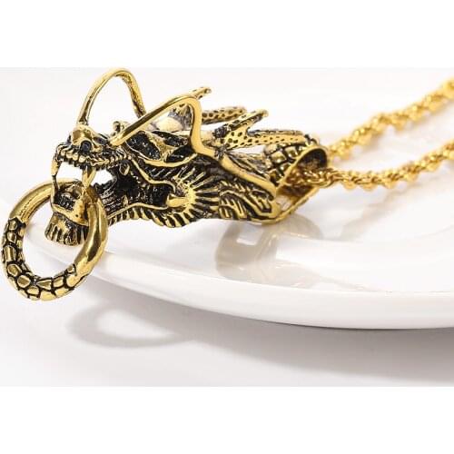 2020 New Punk Gothic Dragon Pendant Necklace Mascot Jewelry Gold Silver Color Long Chain Necklaces for Men Gift Drop Shipping