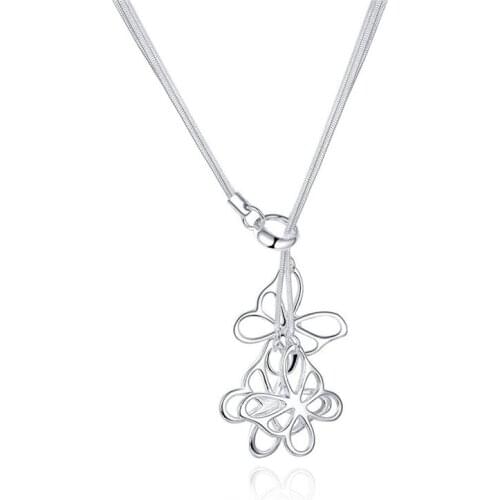 BABYLLNT 925 Silver Three Butterfly Snake Chain Pendant Necklace For Women Charm Wedding Engagement Fashion Jewelry Gift