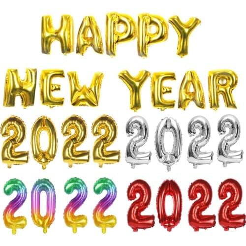 2022 Number Foil Balloons Gold Silver Happy New Year Helium balloon New Year Eve Party Decoration 2021 Navidad Christmas globos