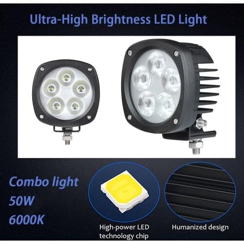 Minjie 50W LED Work Light 10-30V Car LED Spot Flood light Auto Truck Off Road Mini Led bar 6000K Super Bright Light for Car SUV