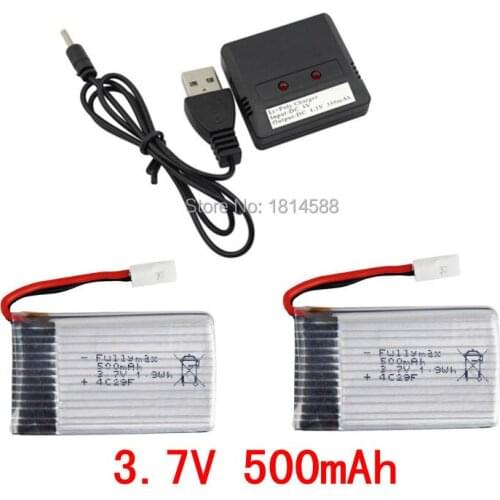 Syma X5 X5C X5S X5SC X5SW X5C-1 H5C 2PCS 500mAh battery and charger Quadcopter Spare Parts With 3.7V X5C Battery