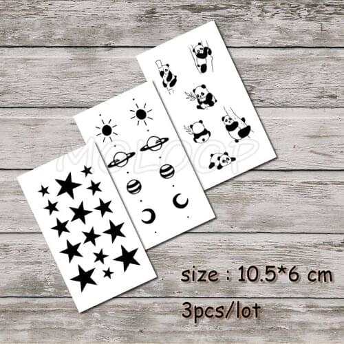 Temporary Tattoo Water Transfer Tatoo Sticker Tattoo Lifeline Planet Halloween Panda star Tatto Art Sexy Arm for kid Girl men