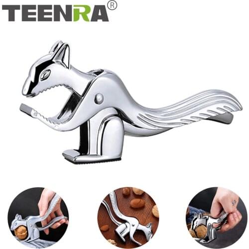 TEENRA Squirrel Shape Zinc Alloy Walnut Plier Nutcracker Sheller Crack Filbert Plier Nut Sheller Cutter Gadgets Kitchen Tools