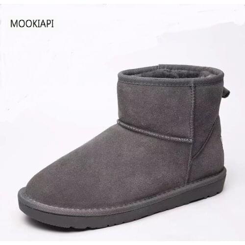 In 2019, Chinas highest quality mens snow boots, real cowhide, classic short-barreled mens shoes, 4 colors free delivery