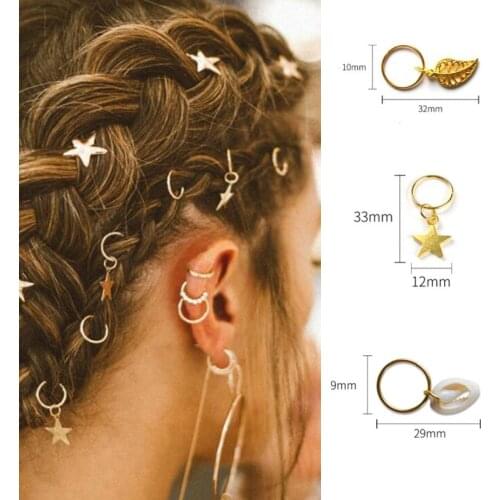 5pcs/Pack Hair Braid Dread Dreadlock Beads African Hair Braids Clips Cuffs Rings Jewelry Metal Pendant Decorative Accessories