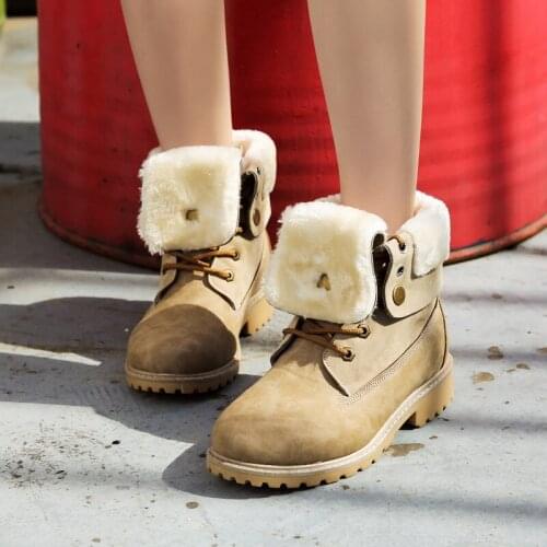 Large Size Snow Boots Women Winter Plus Velvet Low Heel Warm Women Short Boots British Wind High to Help Women Cotton Shoes