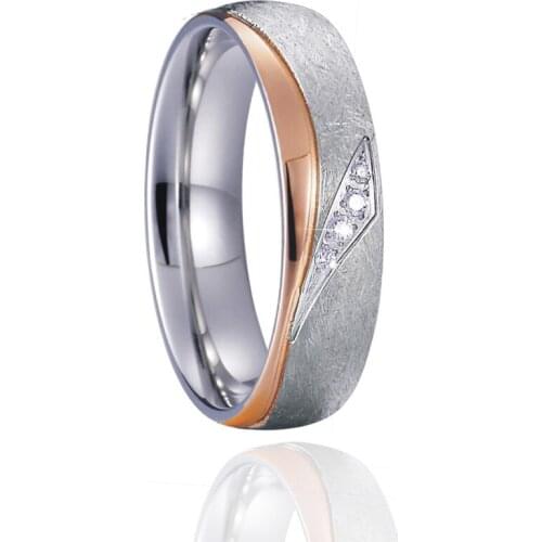 Stainless steel women ring wedding band love alliance 14k rose gold plated couple engagement rings female ladies women